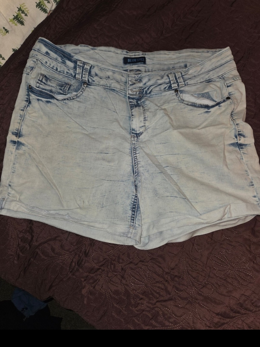 Blue Spice Faded Light Blue Denim Shorts